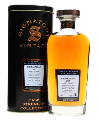 Bunnahabhain 2001 10 jaar oud Sherry Butt #1768 Signatory Cask Strength Collection