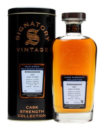 Bunnahabhain 2001 10 jaar oud Sherry Butt #1766 Signatory Cask Strength Collection