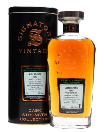 Glenrothes 1989 22 jaar oud Sherry Butt #24378 Signatory Cask Strength Collection