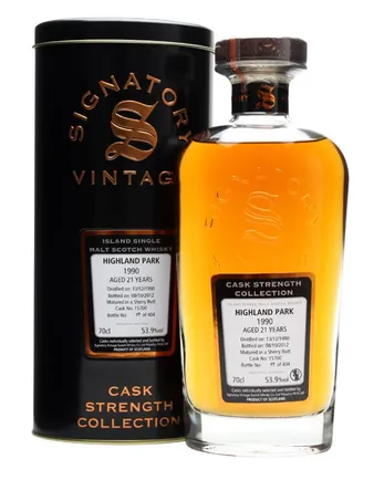 Highland Park 1990 21 jaar oud Sherry Butt #15700 Signatory Cask Strength Collection
