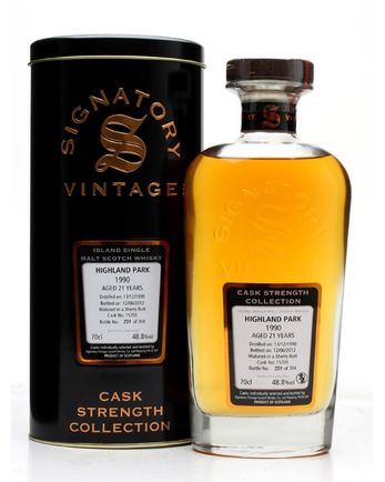 Highland Park 1990 21 jaar oud Sherry Butt #15701 Signatory Cask Strength Collection
